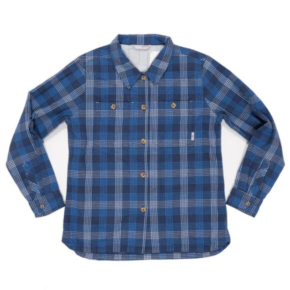 NWT Stio Hutkeeper Heavyweight Flannel Shirt In Mountain Shadow Plaid Blue Large - Picture 1 of 9